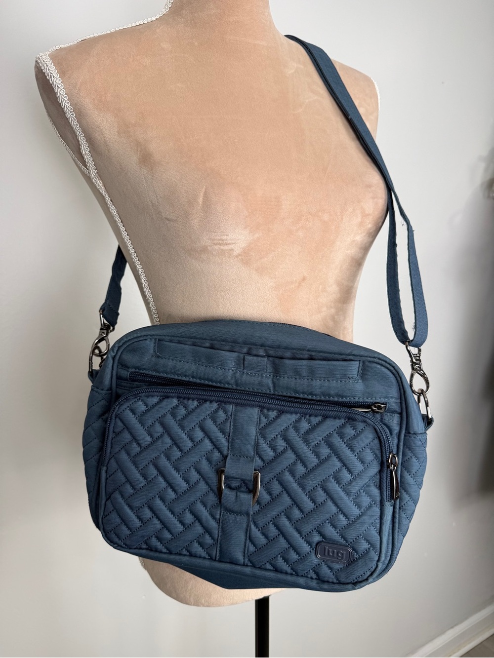 lug Quilted Navy Blue Crossbody Bag